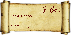 Frid Csaba névjegykártya